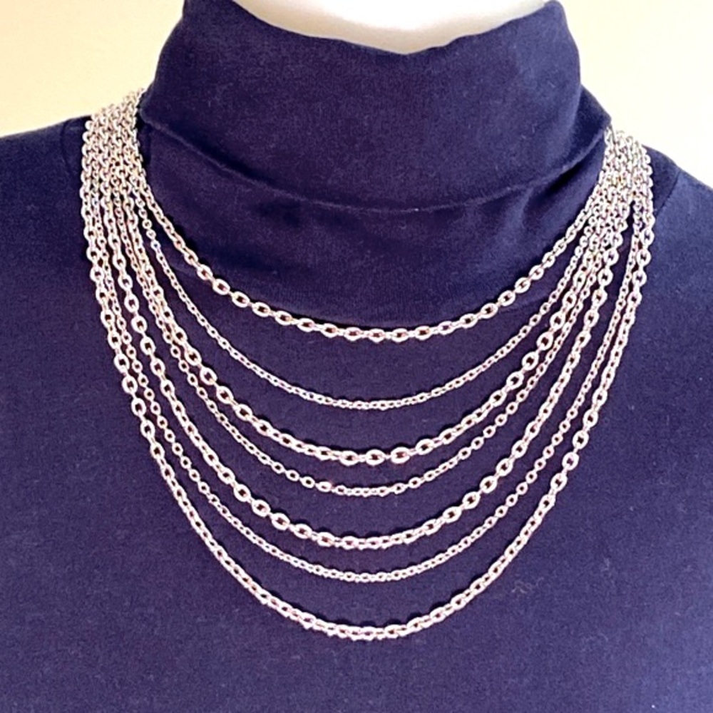 Silver Tone Avon Multi-Seven Strand Necklace